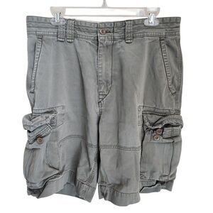 VTG Polo Ralph Lauren Men 34 Cargo Shorts Cotton Grunge Skater Olive‎ Green Gray